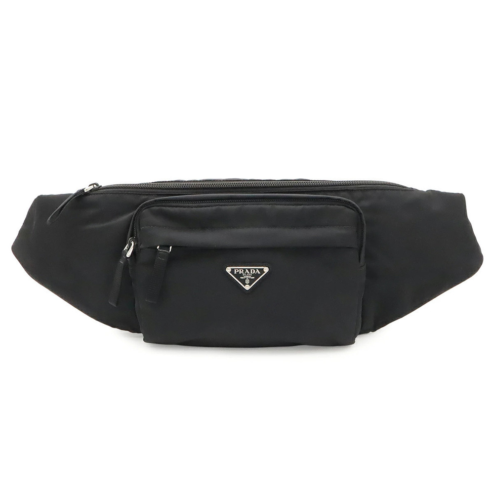 Prada Triangle Waist Bag Pouch Clutch Body Hip NERO Black